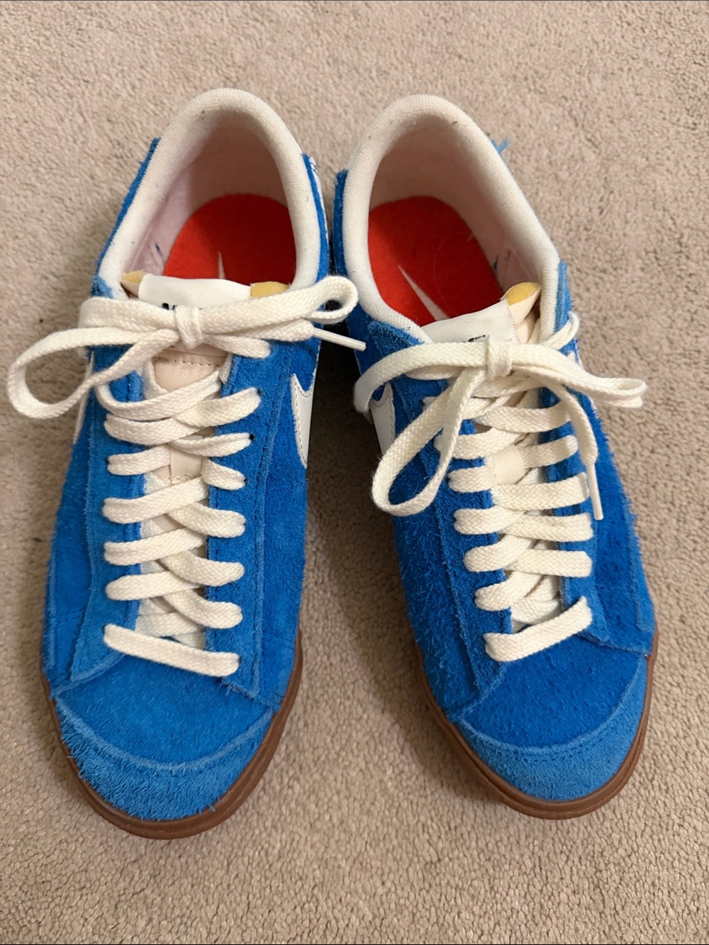 Nike Women’s Blue Suede Sneakers with White Swoosh
